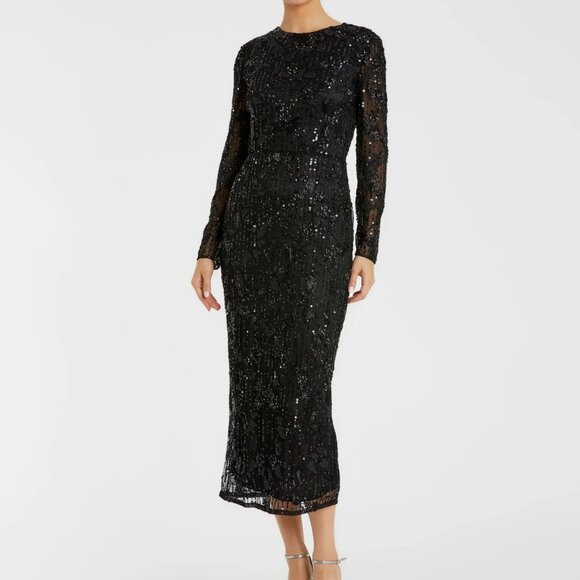 Mac Duggal Dresses & Skirts - NWT $498 Size 10 Black High Neck Long Sleeve Embellished Dress